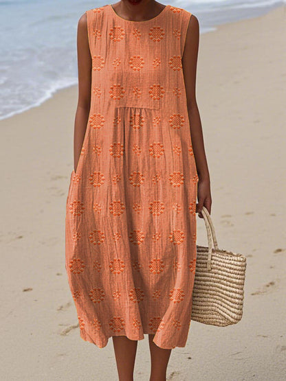 Women's Sleeveless Casual Summer Midi Dress — front view