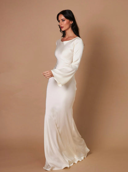 Women's Satin Formal Evening Maxi Dress — product view