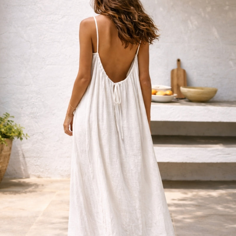 Women's Linen Summer Maxi Dress — side view