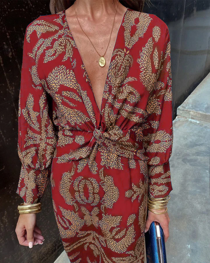 Women's Long Sleeve Formal Evening Maxi Dress — close-up