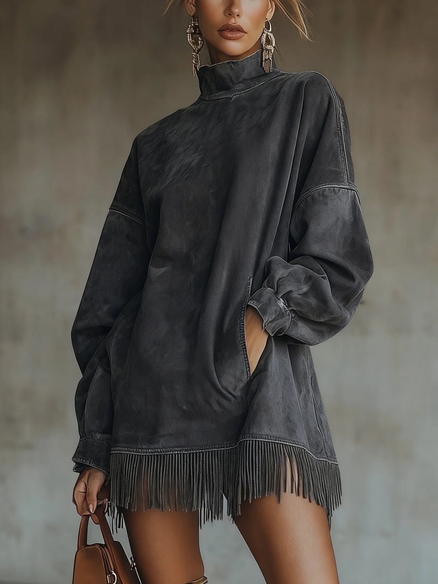 Women's Fringe Casual Mini Dress — detail view