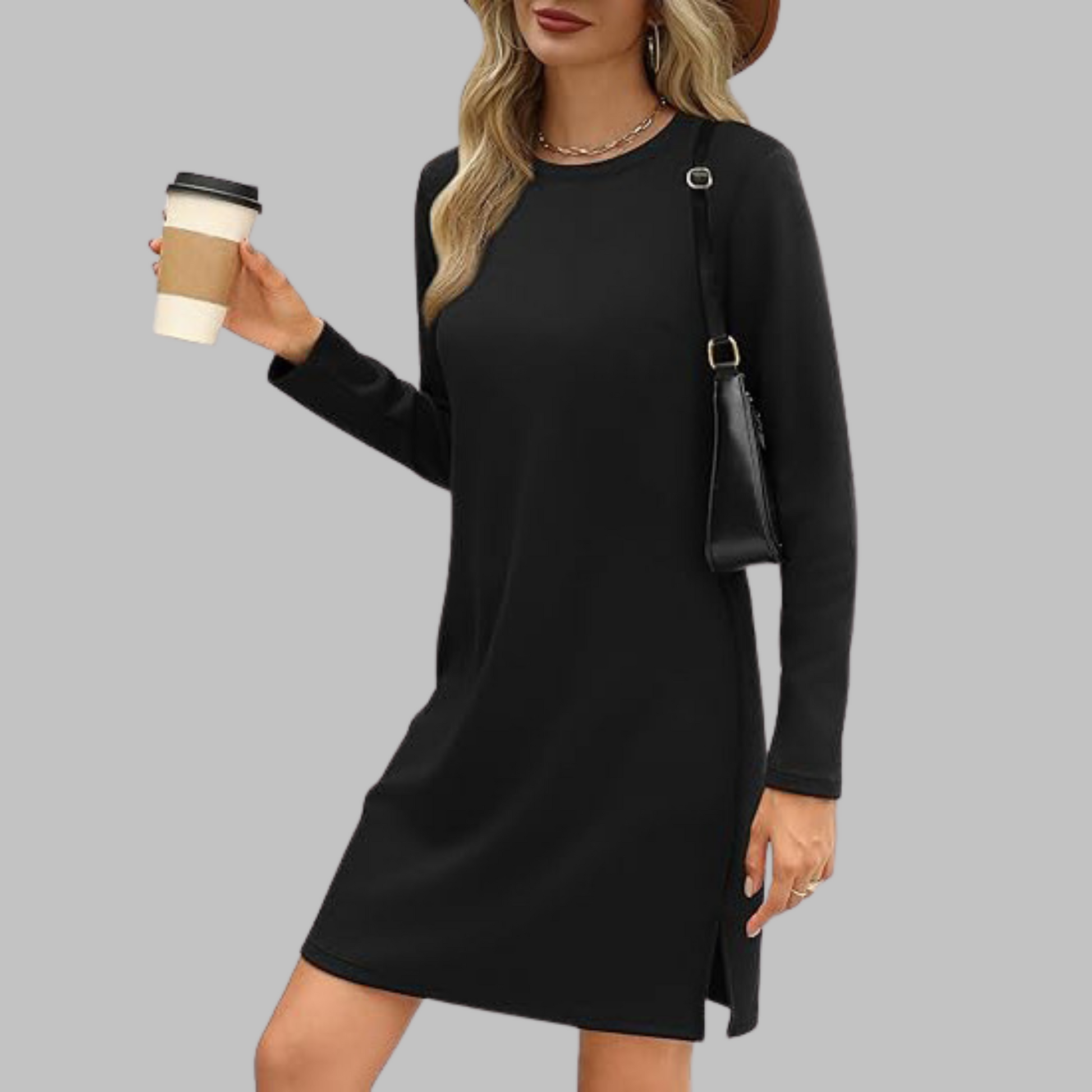 Women's Long Sleeve Everyday Midi Dress — detail view