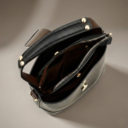 Women's Leather Handbag with Gold Hardware — side view