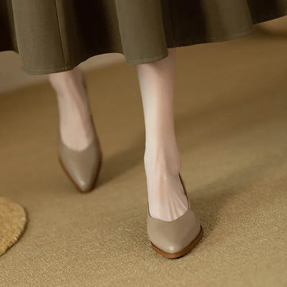 Women's Block Heel Pumps Pointed Toe Slip-On Work Shoes — detail view