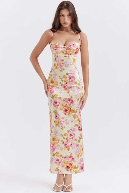 Women's Floral Wedding Guest Midi Dress — front view