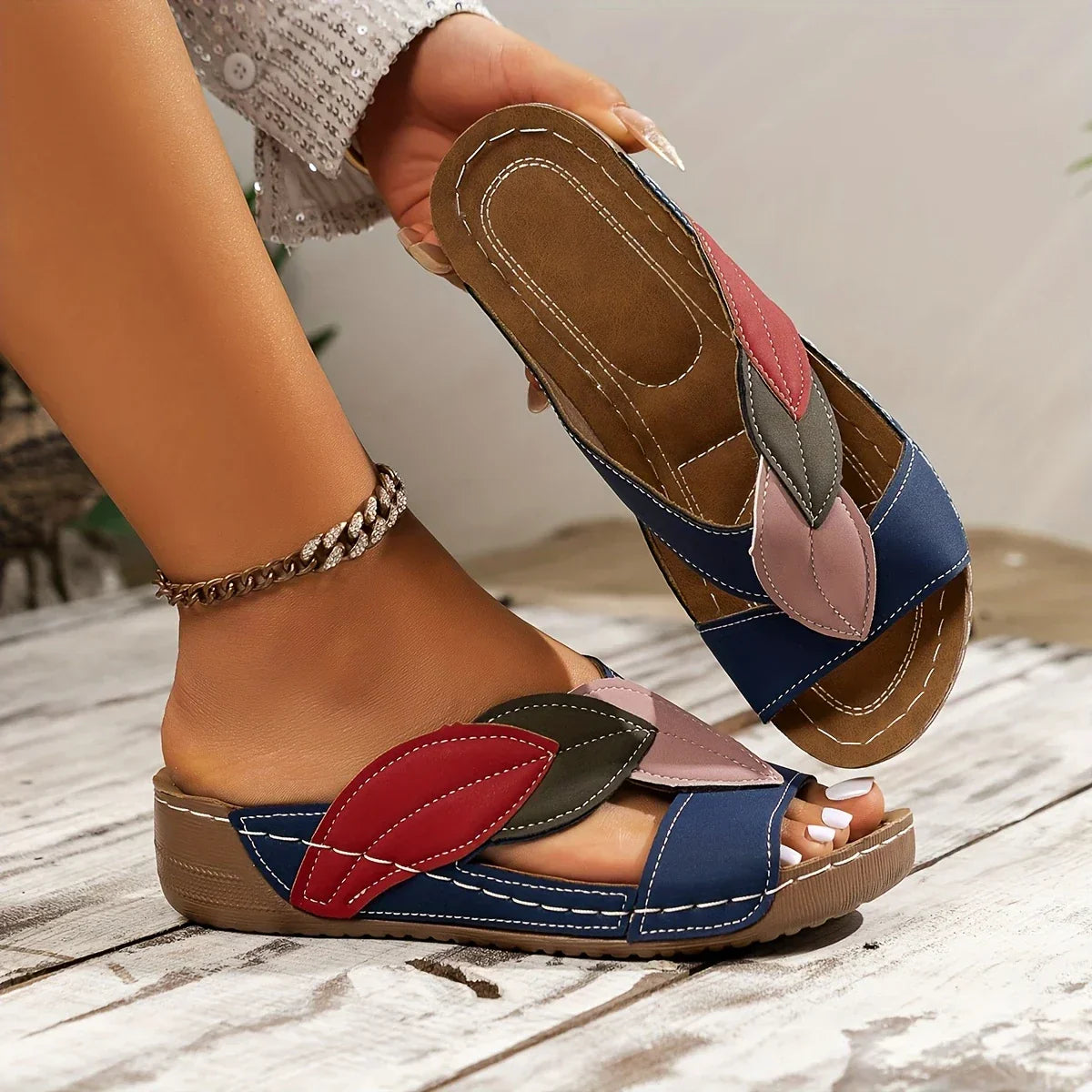 Slip-On Wedge Sandals Open Toe for Women — detail view