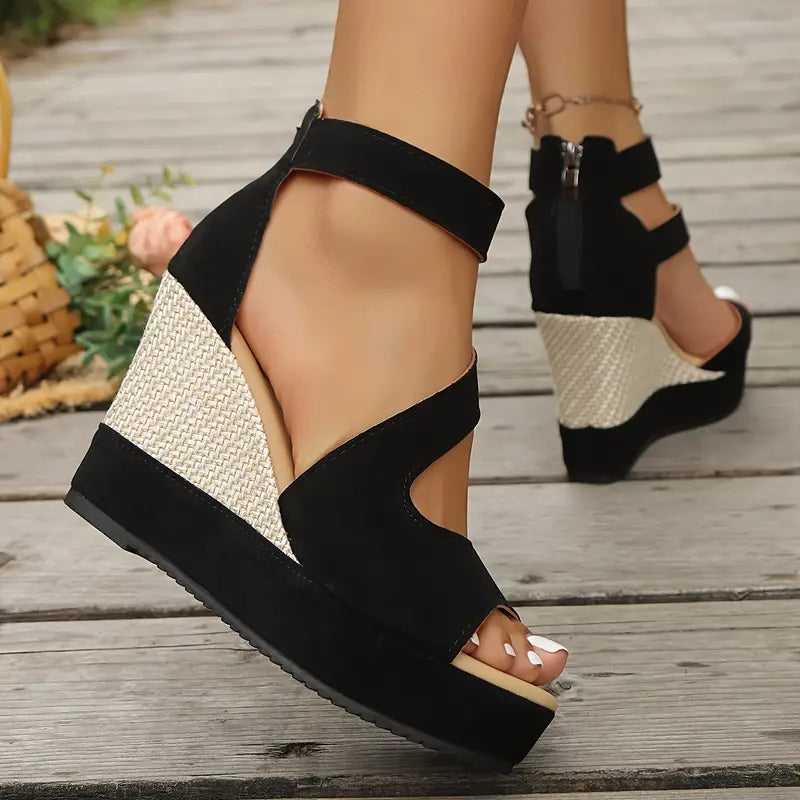 Women's Platform Ankle Strap Wedge Sandals — side view