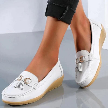 Women's Tassel Slip-On Loafers — close-up