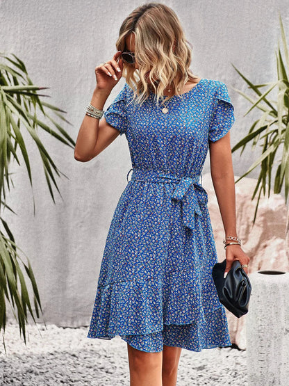 Short Sleeve Floral Print Dress for Women — detail view