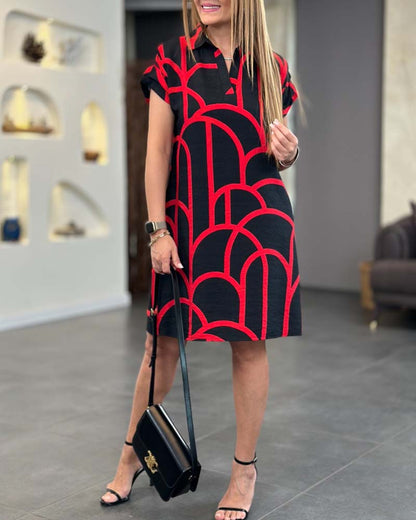 Women's Short Sleeve Casual Midi Dress — front view