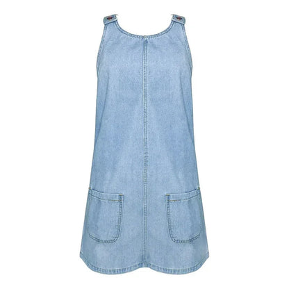 Women's Sleeveless Denim Mini Dress — close-up