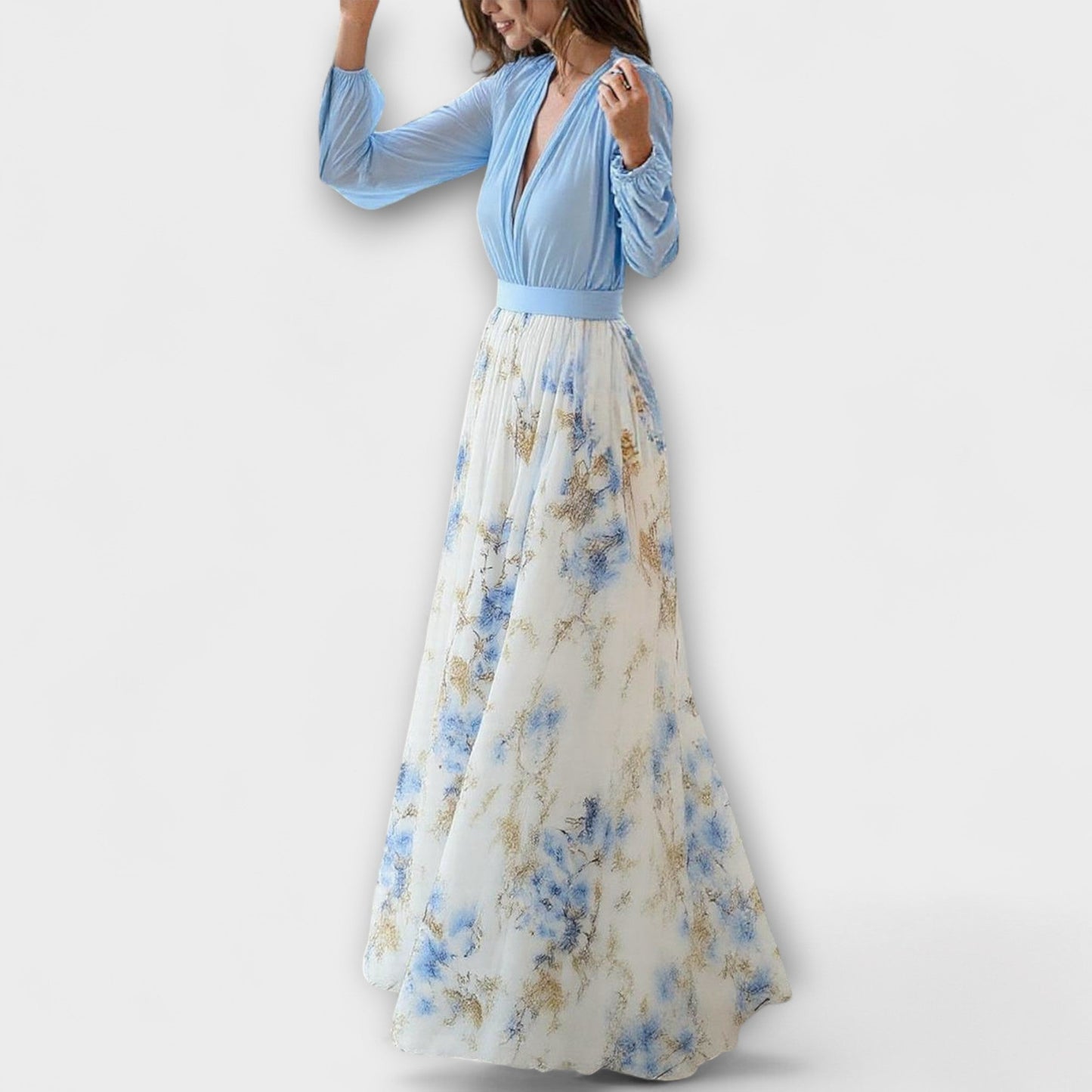 Women's Floral Print V-Neck Maxi Dress — product view