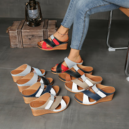 Women's Platform Wedge Slide Sandals — front view
