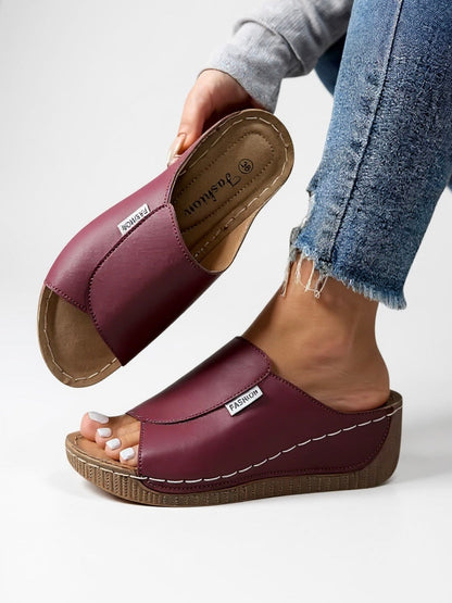 Women's Platform Cushioned Slides — close-up
