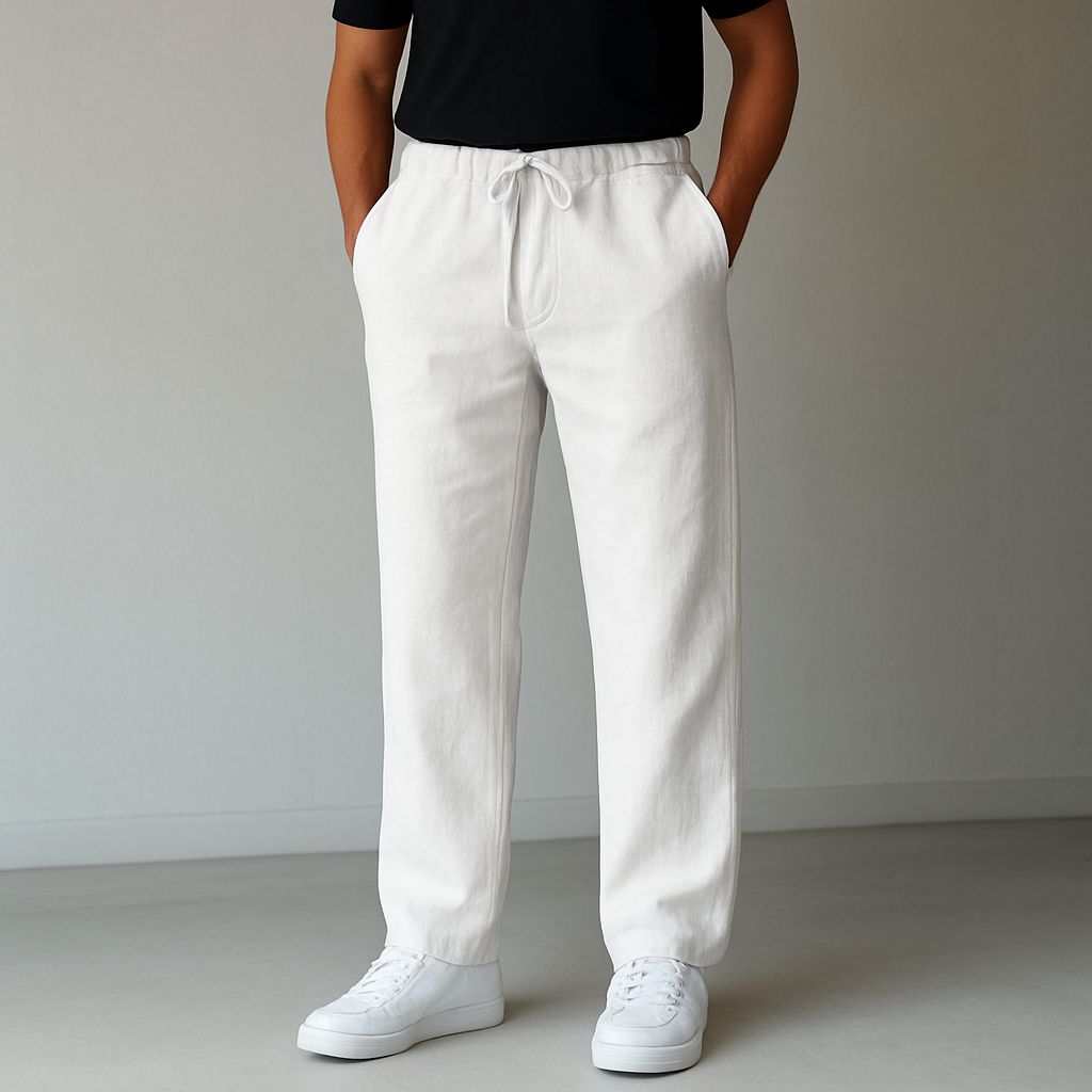 Men's Linen Drawstring Pants — side view
