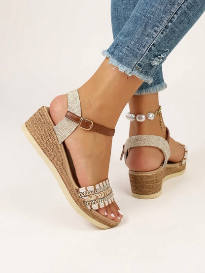 Women's Woven Cushioned Wedge Sandals — product view
