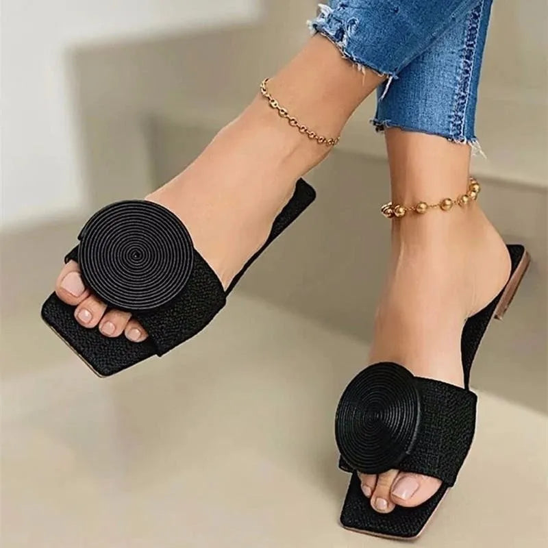 Women's Woven Strap Flat Sandals — side view