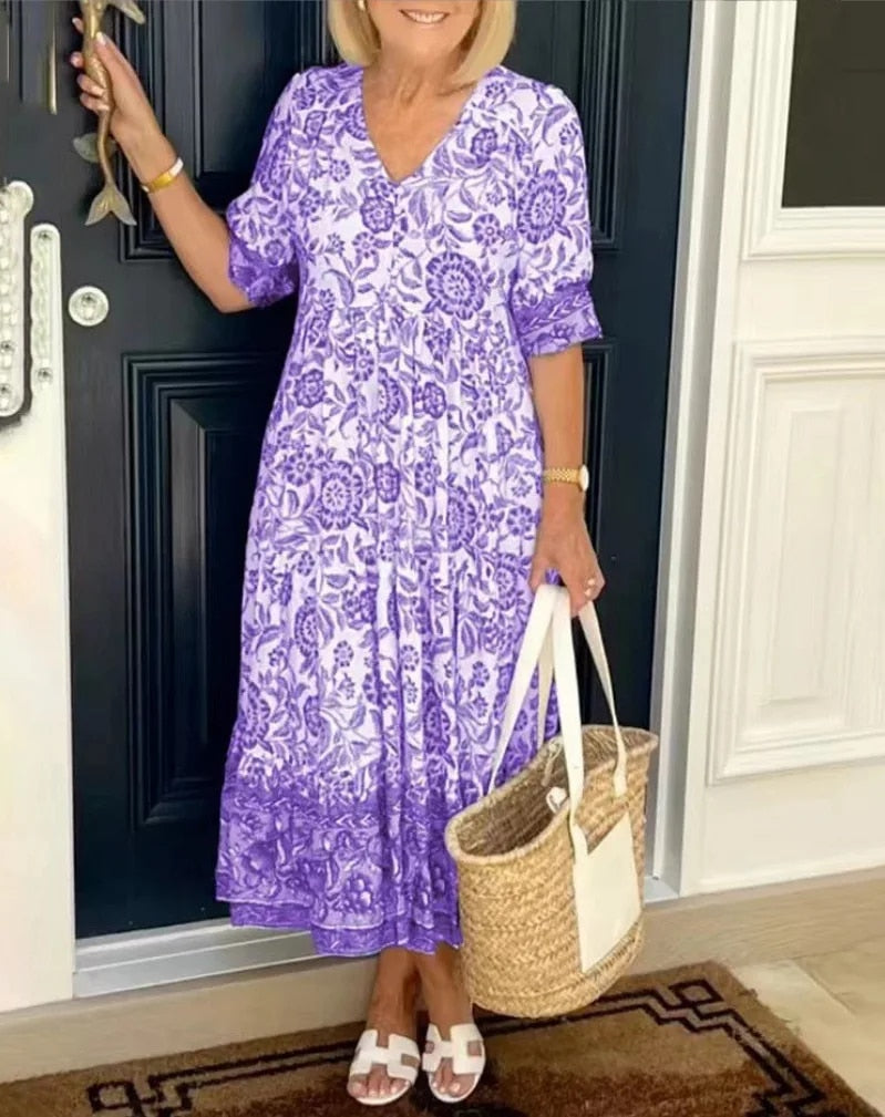 Women's Floral Garden Celebration Midi Dress — side view