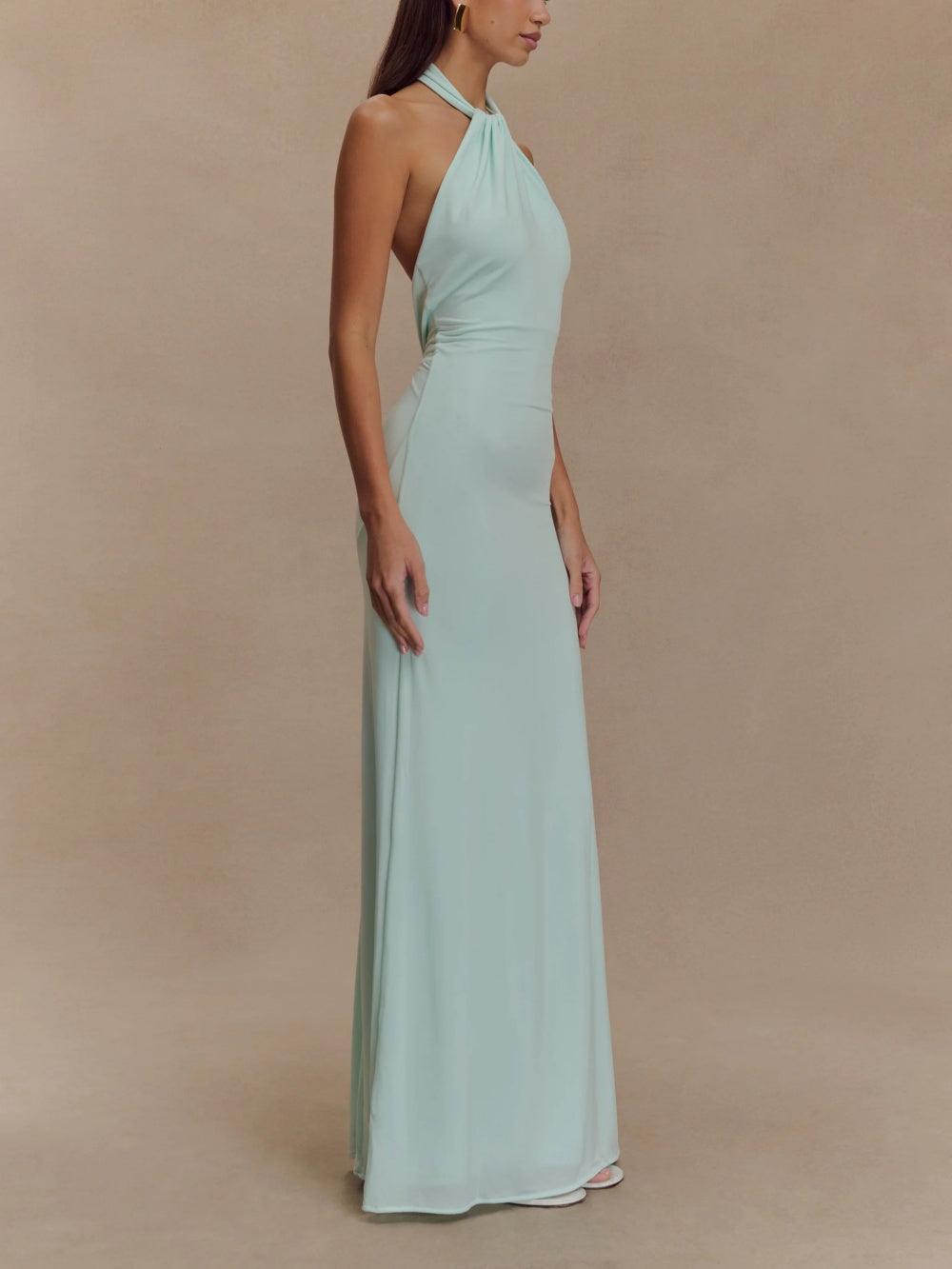 Women's Halter Evening Maxi Dress — close-up