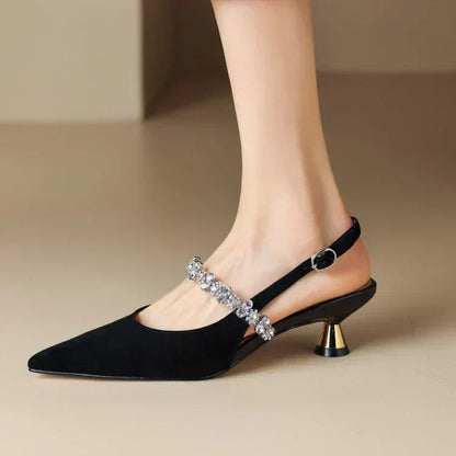 Women's Crystal Strap Slingback Pumps — side view