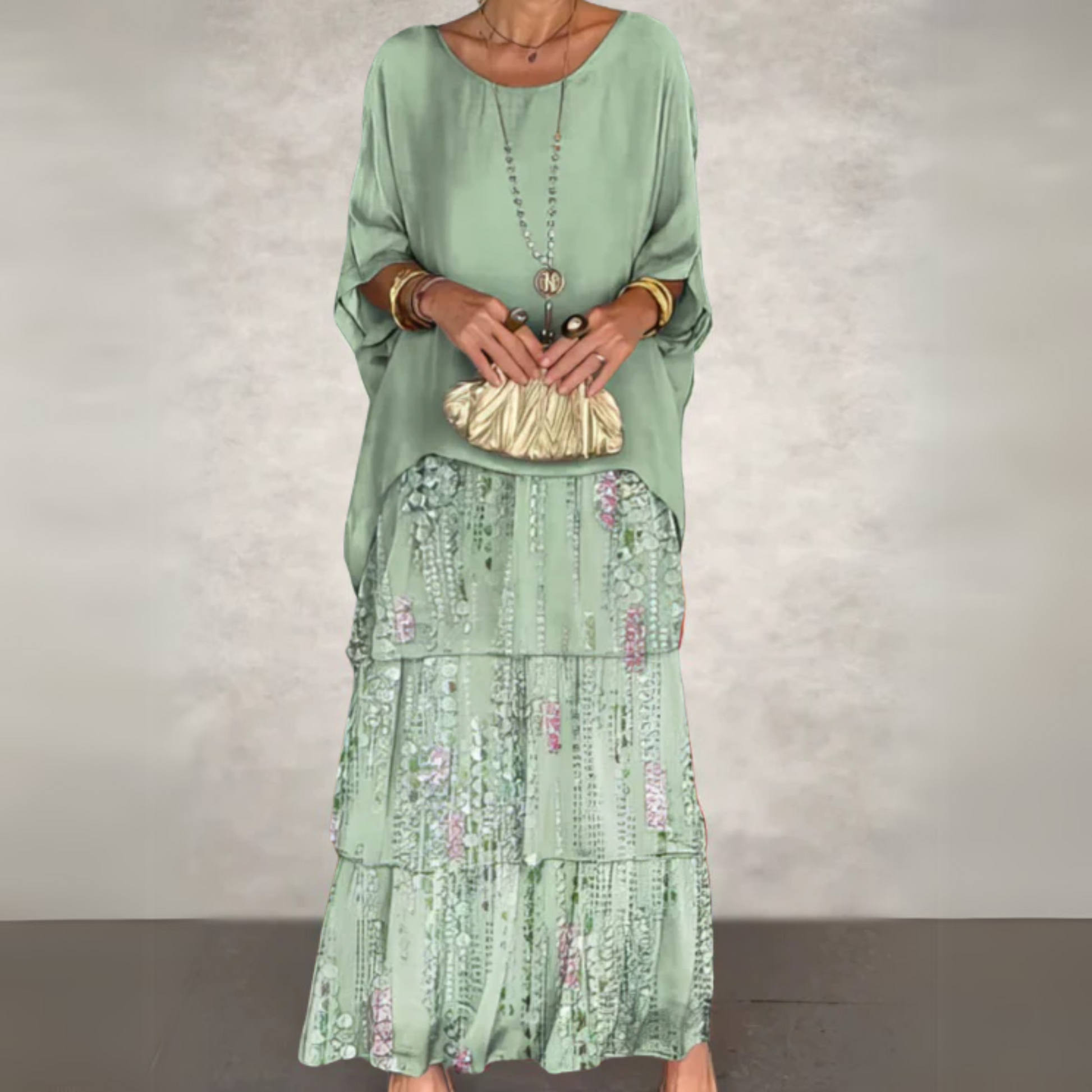 Women's Flowing Wedding Guest Maxi Dress — detail view