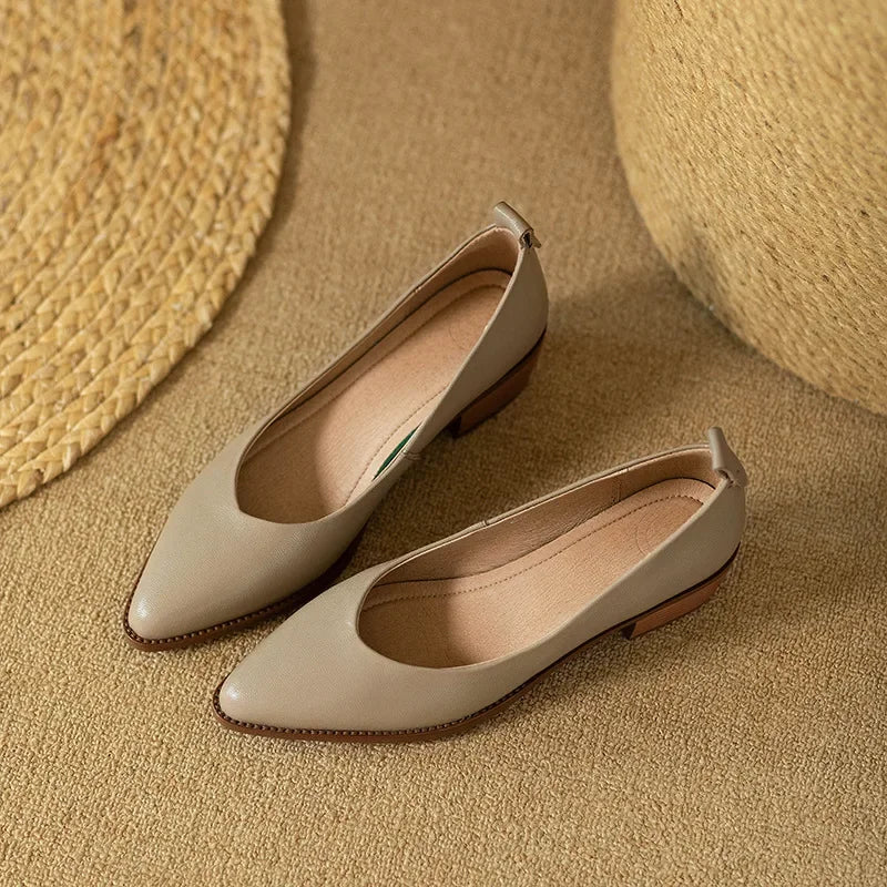 Women's Block Heel Pumps Pointed Toe Slip-On Work Shoes — front view