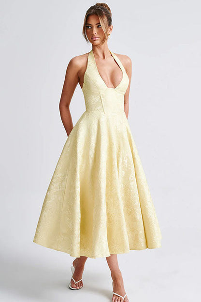 Women's Jacquard Formal Evening Maxi Dress — detail view