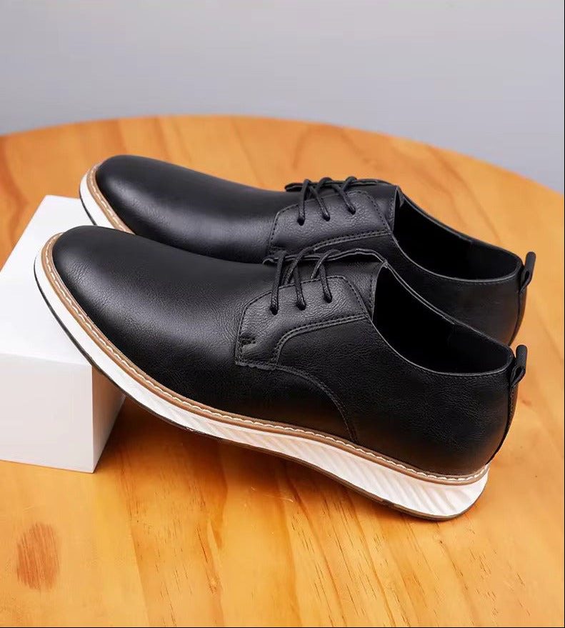 Men's Cushioned Leather Everyday Sneakers — front view