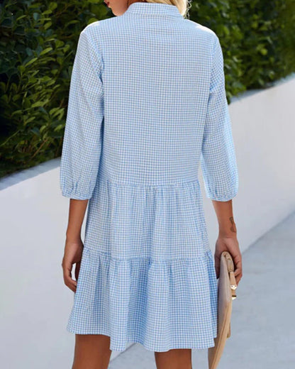 Women's Check Print Summer Maxi Dress — front view