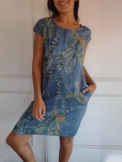 Women's Round Neck All-Day Comfort Midi Dress — side view