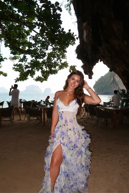 Floral Print Ruffle Maxi Dress for Women
