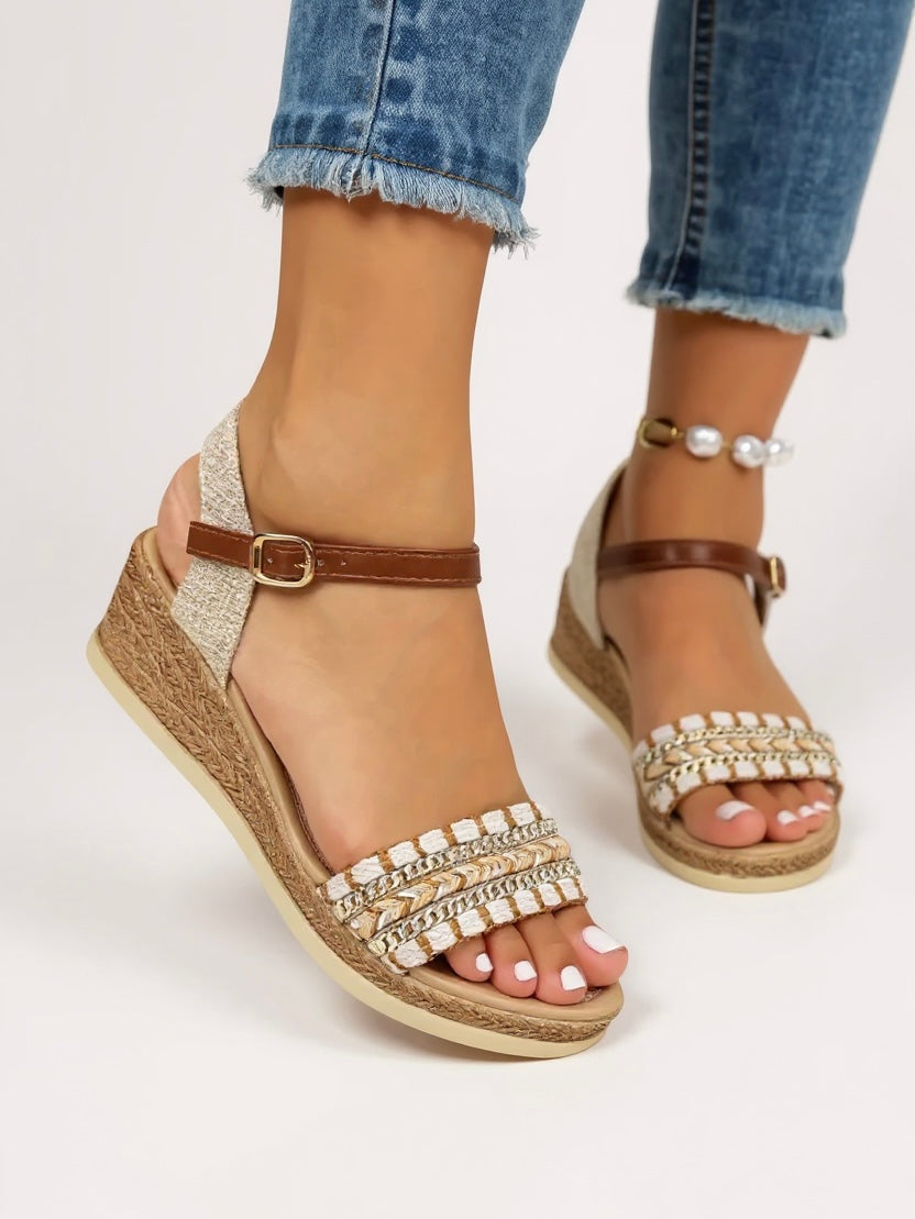Women's Woven Cushioned Wedge Sandals — detail view
