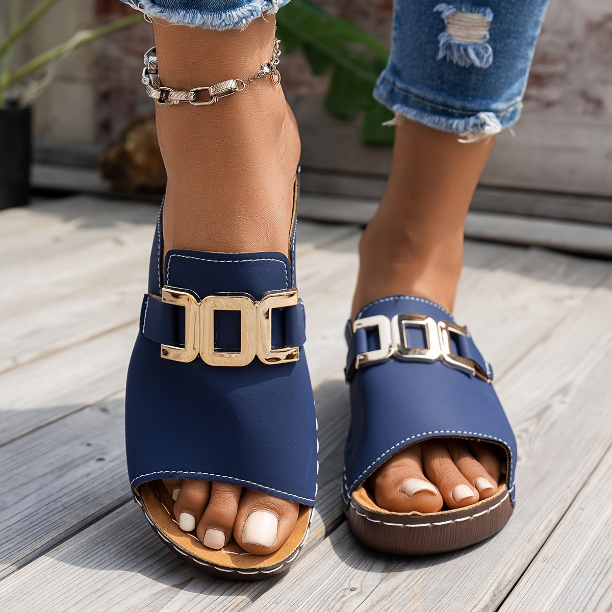 Women's Cushioned Strap Sandals — side view