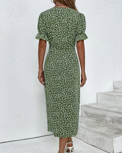 Women's V-Neck Casual Summer Midi Dress — front view