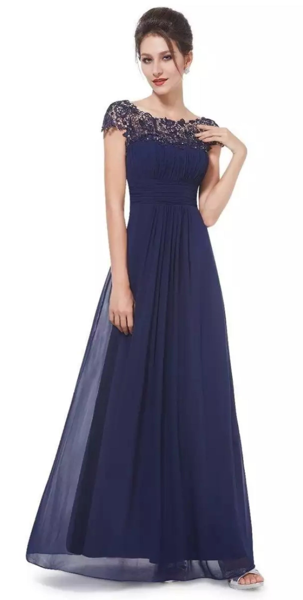 Women's Lace A-Line Wedding Guest Maxi Dress — close-up