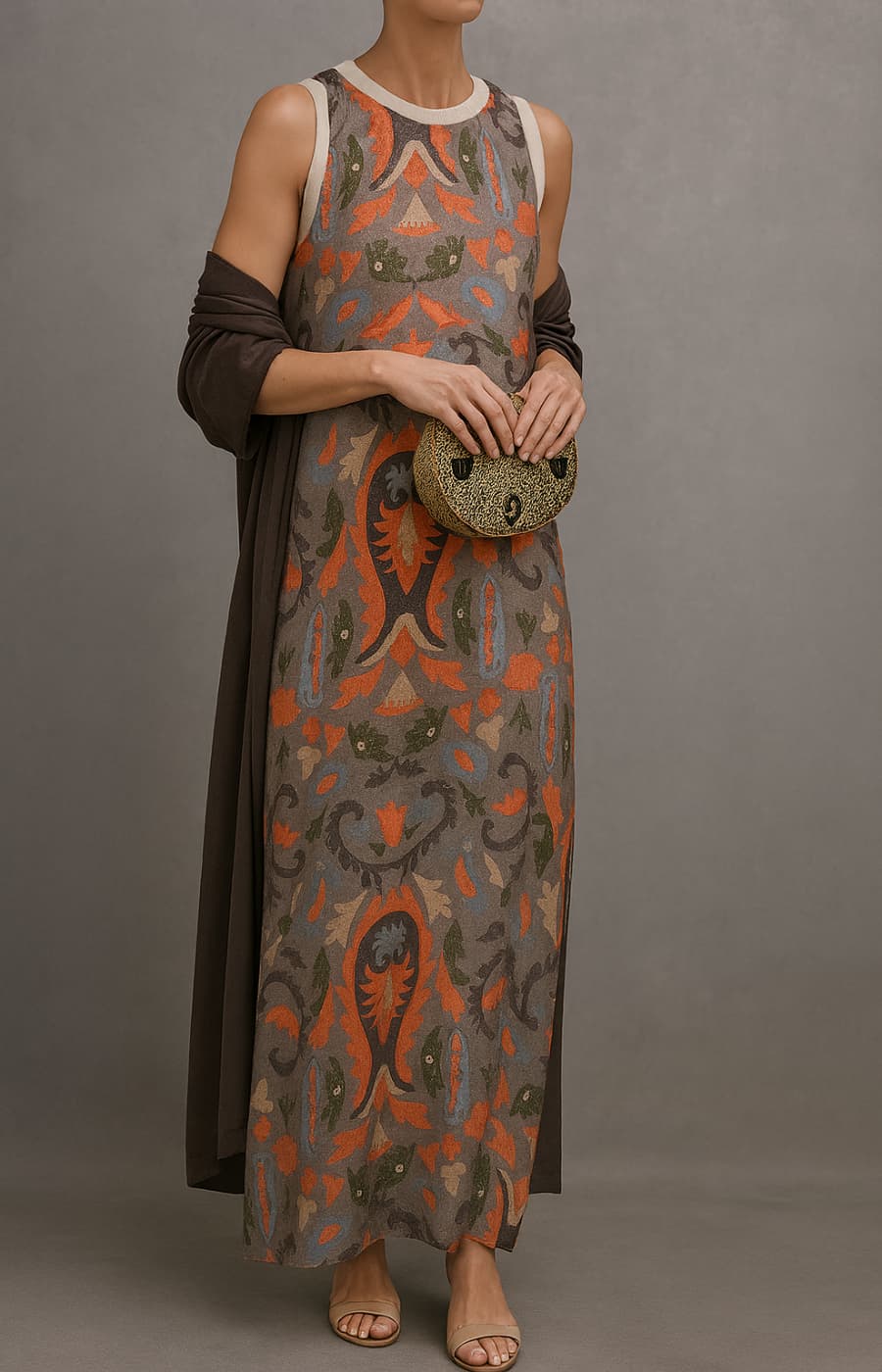 Floral Embroidered Sleeveless Maxi Dress for Women