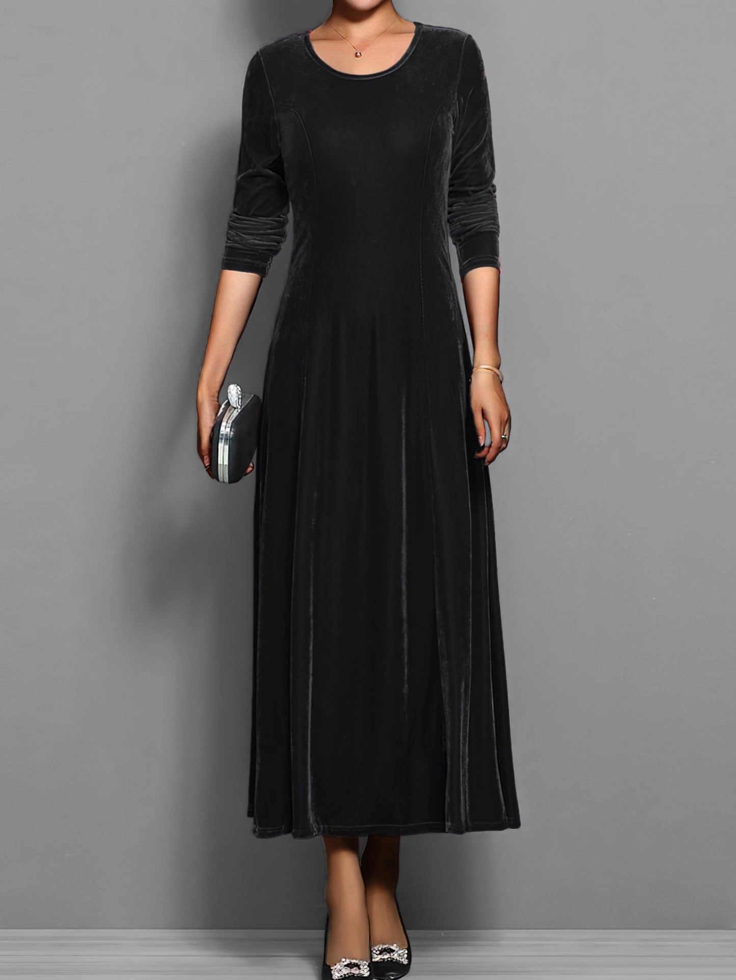 Women's Velvet Evening Midi Dress — side view