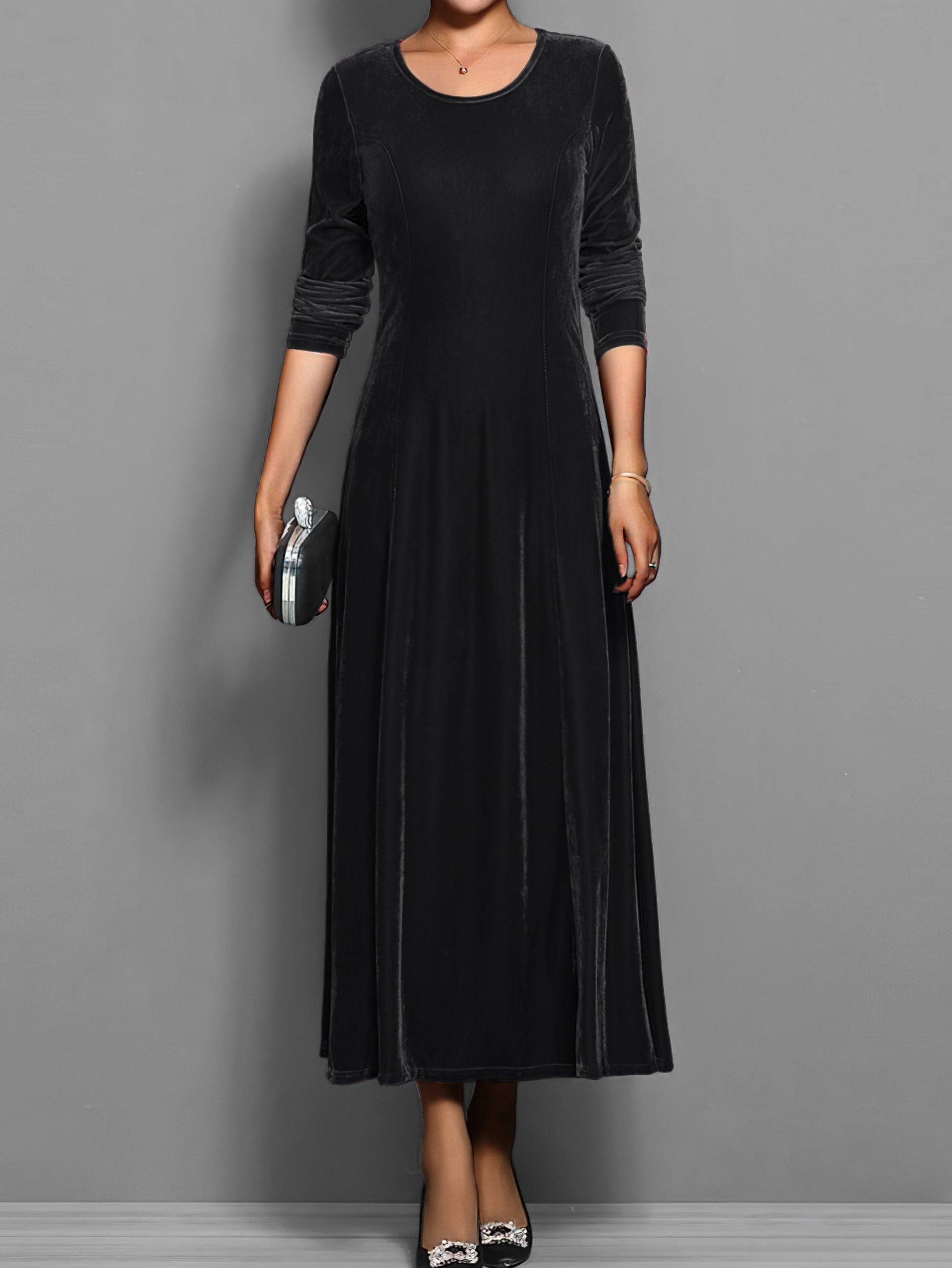 Women's Velvet Evening Midi Dress — side view