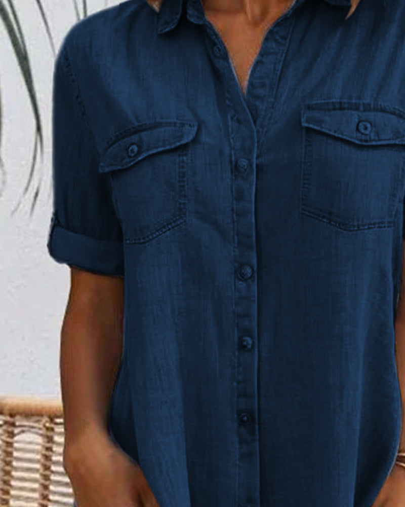 Women's Denim Shirt Midi Dress — detail view