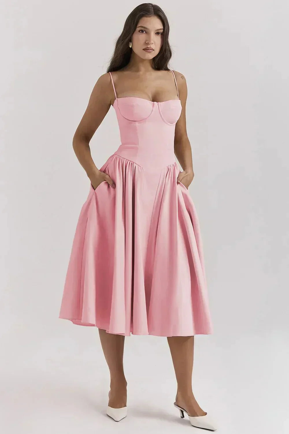 Women's Long Tank Wedding Guest Maxi Dress — close-up