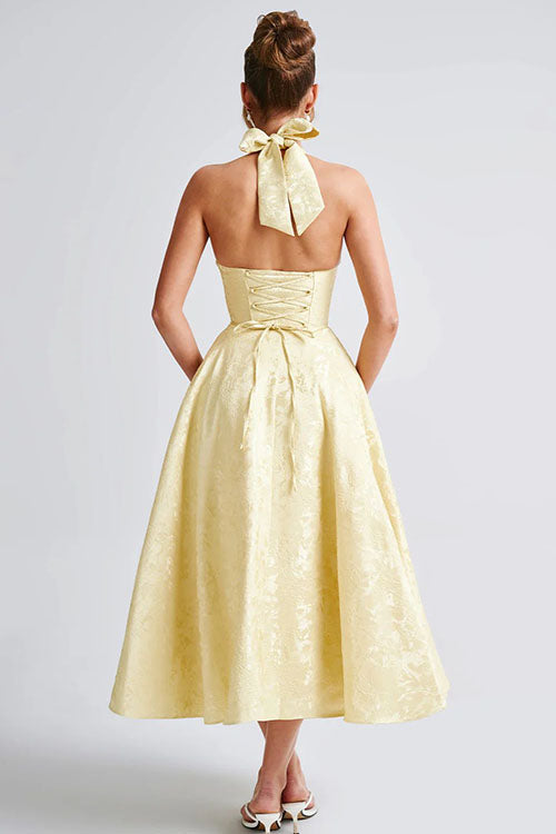 Women's Jacquard Formal Evening Maxi Dress — side view