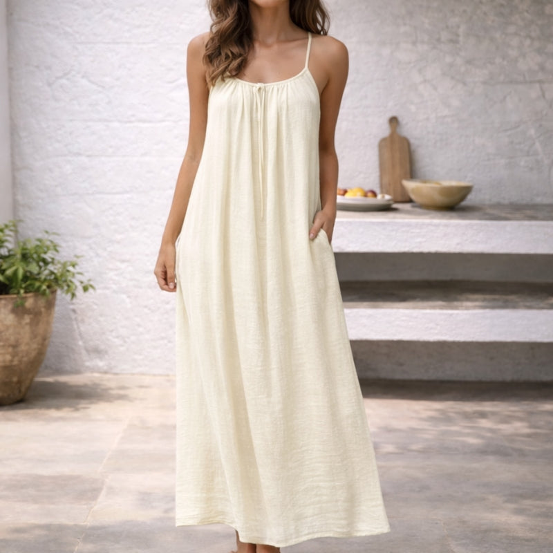 Women's Linen Summer Maxi Dress — front view