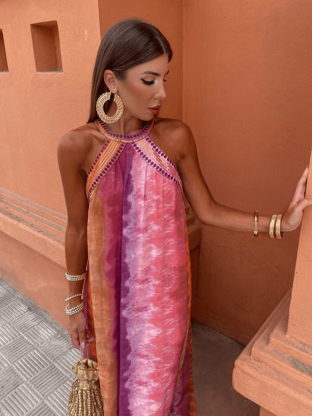 Women's Ombre Summer Midi Dress — front view