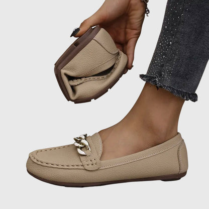 Women's Slip-On Loafers with Chain Detail — close-up