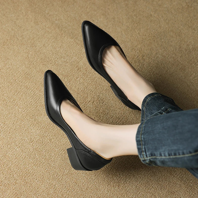 Women's Pointed-Toe Block Heel Slip-On Pumps — product view
