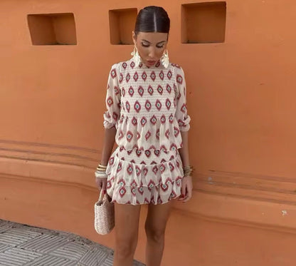 Printed Tiered Mini Dress for Women