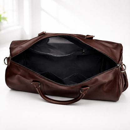 Full-Grain Leather Duffle Bag — side view