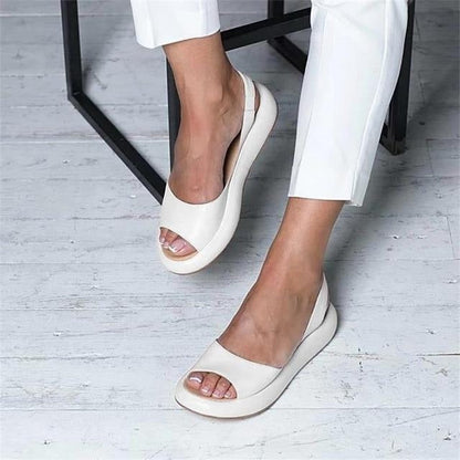 Women's Peep-Toe Slingback Flat Sandals — side view