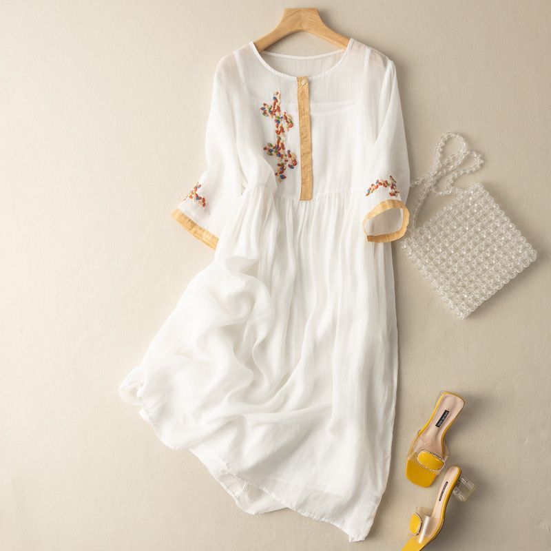 Women's Patterned Casual Summer Midi Dress — product view