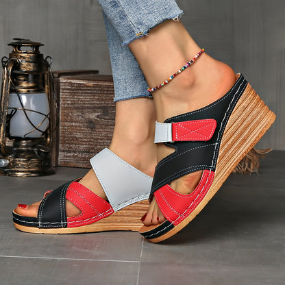 Women's Platform Wedge Slide Sandals — close-up